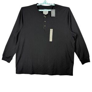 St Johns Bay Men's Big/Tall Super Soft Pullover Black Henley Shirt Size 4XL NWT